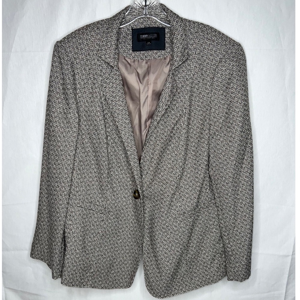 Vintage John Meyer Collection Women Blazer 20W Tweed Herringbone Single Button